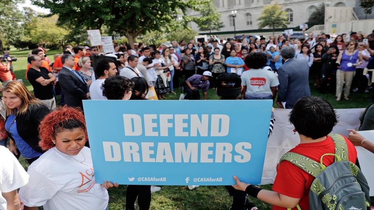 Immigrant rights supporters gather at the U.S. Capitol in Washington. The groups and allies are demanding that Congress pass a 'Clean Dream Act' that will prevent the deportation of Dreamers working and studying in the U.S.