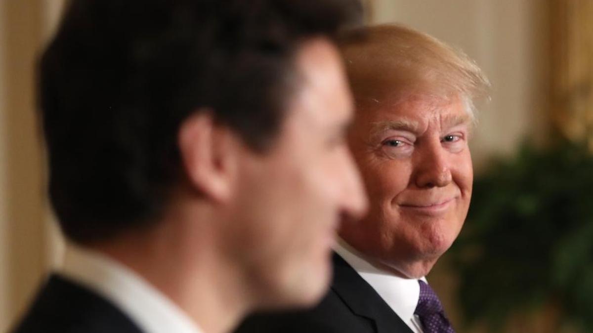 President Donald Trump smiles during a joint news conference with Canadian Prime Minister Justin Trudeau in the East Room of the White House in Washington, Monday, Feb. 13, 2017.