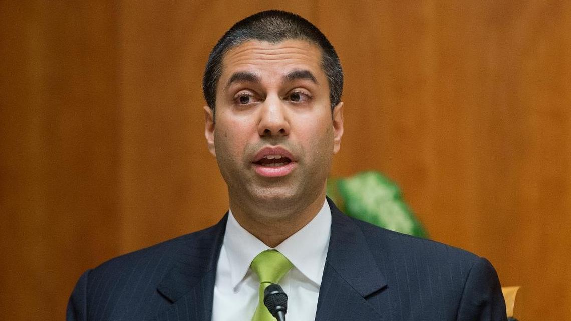In this Thursday, Feb. 26, 2015, file photo, Federal Communication Commission Commissioner Ajit Pai speaks during an open hearing and vote on "Net Neutrality" in Washington.