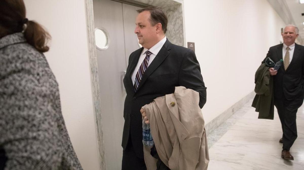 Walter M. Shaub Jr., director of the U.S. Office of Government Ethics, arrives for a scheduled meeting with the leaders of the House Oversight and Government Reform Committee, on Capitol Hill in Washington, Monday, Jan. 23, 2017.