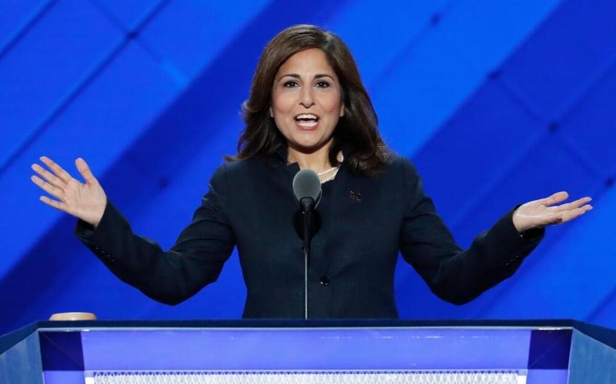 Neera Tanden, president of the Center for American Progress Action Fund, speaks during the third day of the Democratic National Convention in Philadelphia, July 27, 2016.