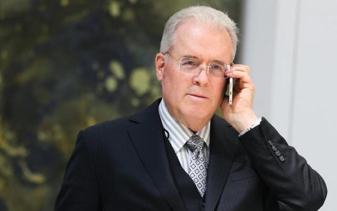 Billionaire Robert Mercer speaks on the phone during the 12th International Conference on Climate Change hosted by The Heartland Institute on March 23, 2017, in Washington.