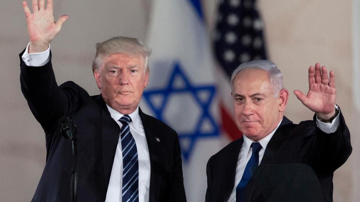 FILE - In this Tuesday, May 23, 2017 file photo, US President Donald Trump, left, waves with Israeli Prime Minister Benjamin Netanyahu at the Israel Museum in Jerusalem. Jewish Republicans are deeply conflicted over the Trump administration.