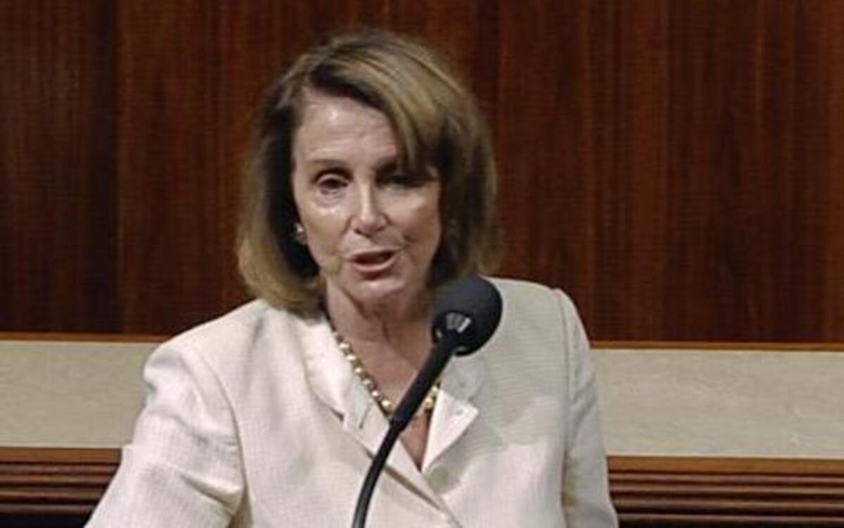 In this image from House Television video, House Minority Leader Nancy Pelosi of Calif., speaks Wednesday, June 14, 2017, on the House floor at the Capitol in Washington, as she talks about the shooting at the Republican congressional baseball practice.