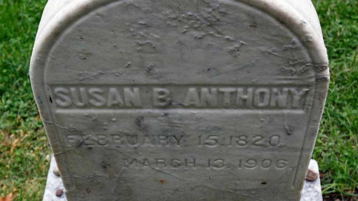 This Wednesday, Sept. 22, 2010 photo shows Susan B. Anthony’s grave at Mount Hope Cemetery in Rochester, N.Y. The solitude and even mystical allure of America’s oldest municipal park-garden cemetery remains a big draw for permanent residents and visitors alike, among them picnickers, bird watchers, joggers and history buffs.