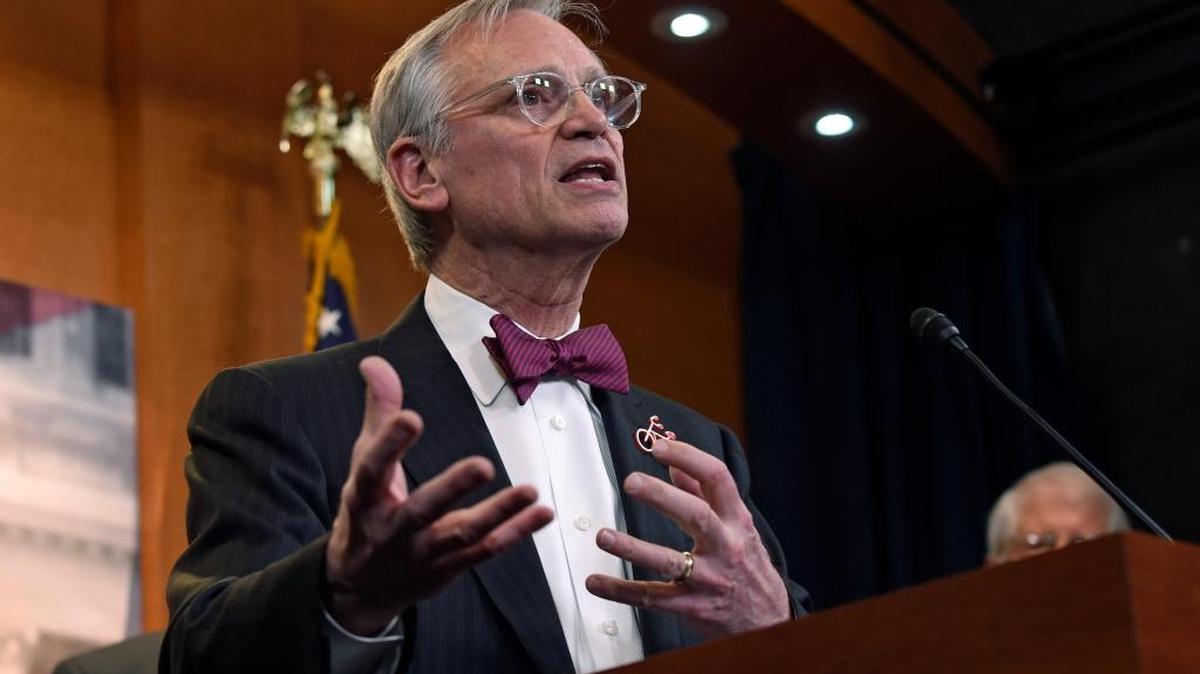 Rep. Earl Blumenauer, D-Ore., speaks on Capitol Hill in Washington. Perhaps in a bit of wishful thinking, a Blumenauer says he plans to form a working group to “clarify and strengthen” the 25th Amendment of the U.S. Constitution, which lays out presidential succession and the steps the executive branch can take to remove a president from office.