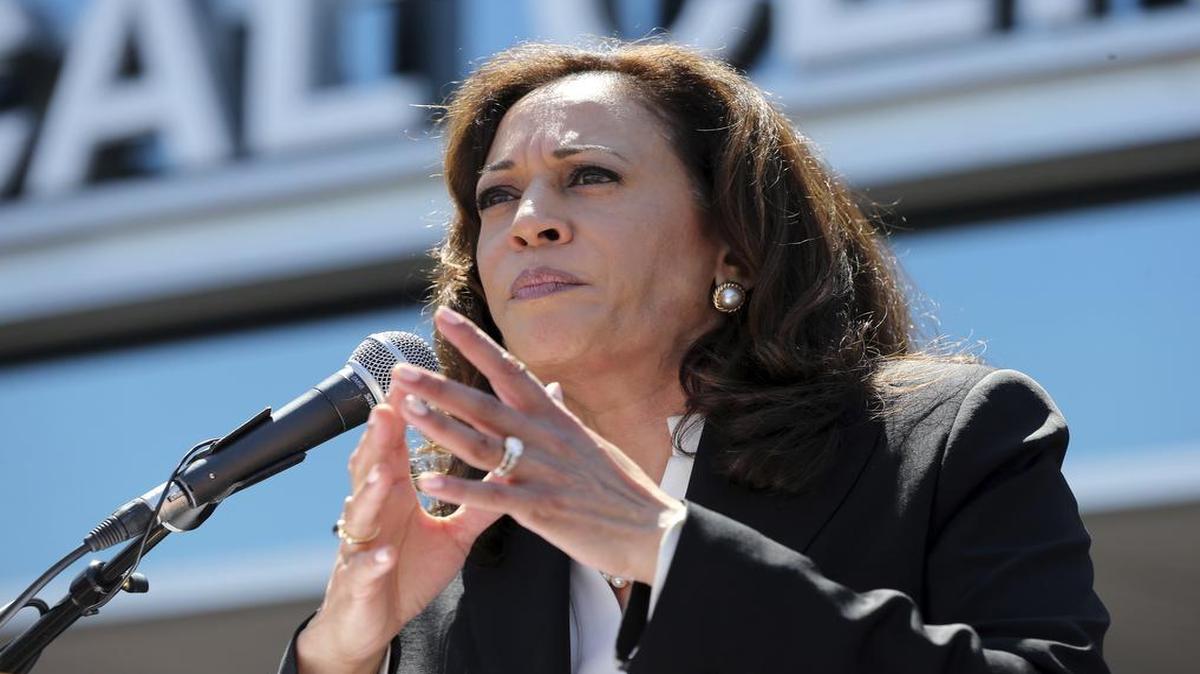 U.S. Sen. Kamala Harris, D-Calif., at a rally against the repeal or replacement of Obamacare, at Harbor-UCLA Medical Center in Torrance, Calif., Monday, July 3, 2017.