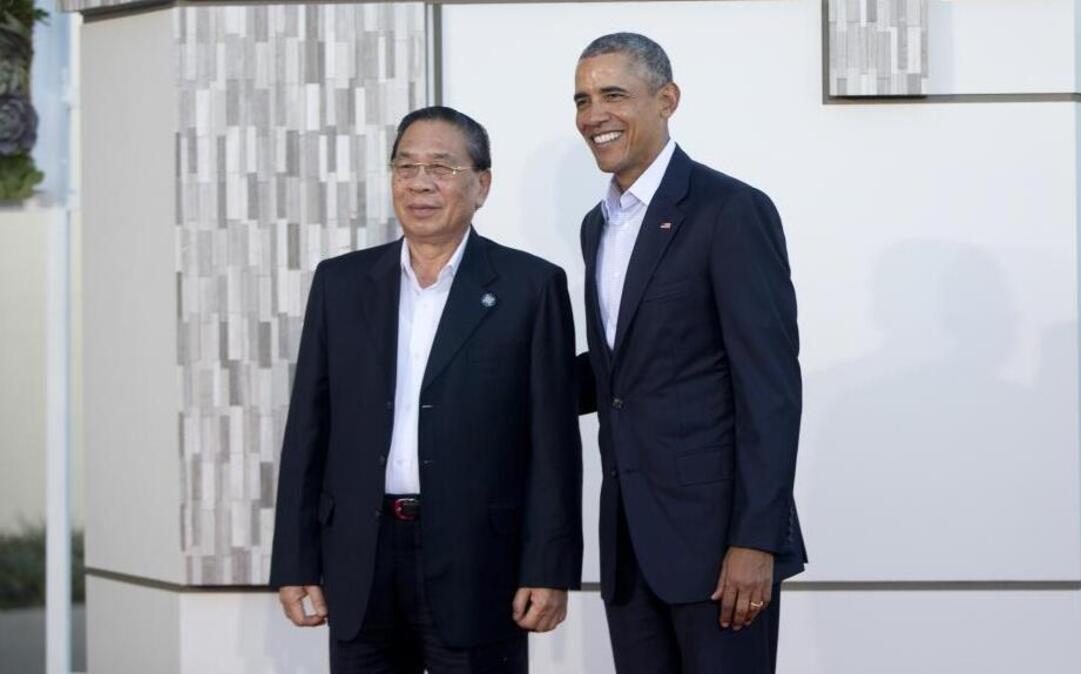 President Barack Obama with Laos' president, Choummaly Sayasone, left, as at a meeting of ASEAN, the 10-nation Association of Southeast Asian Nations, in Rancho Mirage, Calif., on Feb. 15, 2016.