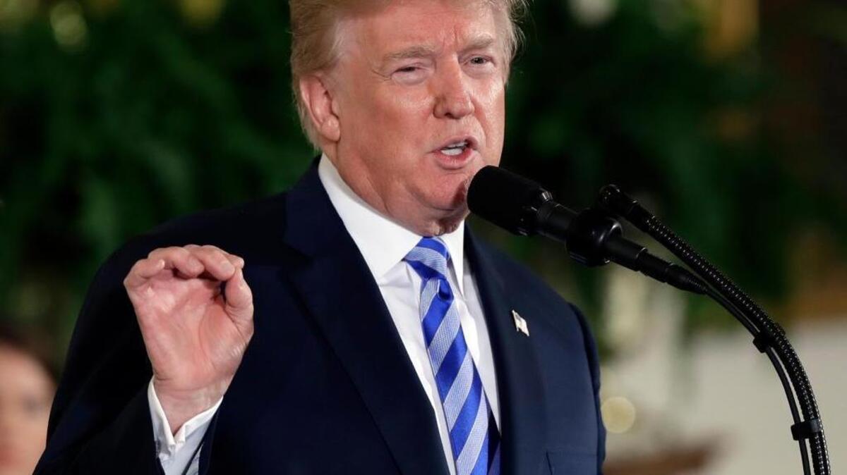 President Donald Trump speaks at the Public Safety Medal of Valor awards ceremony in the East Room of the White House, Tuesday, Feb. 20, 2018, in Washington.