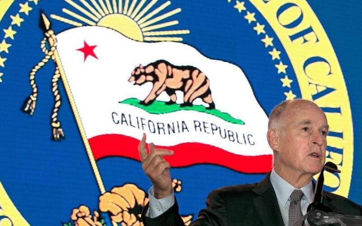 California Gov. Jerry Brown speaks at the California Chamber of Commerce 92nd Annual Sacramento Host Breakfast on June 1, 2017, in Sacramento, Calif. Brown said Thursday that Trump’s decision to withdraw from the Paris climate change agreement was “misguided and insane.”
