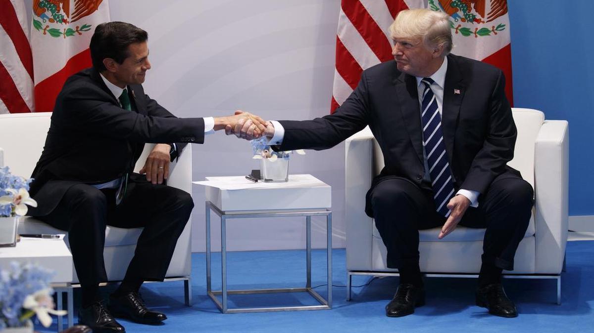 President Donald Trump meets with Mexican President Enrique Pena Nieto at the G20 Summit, Friday, July 7, 2017, in Hamburg.