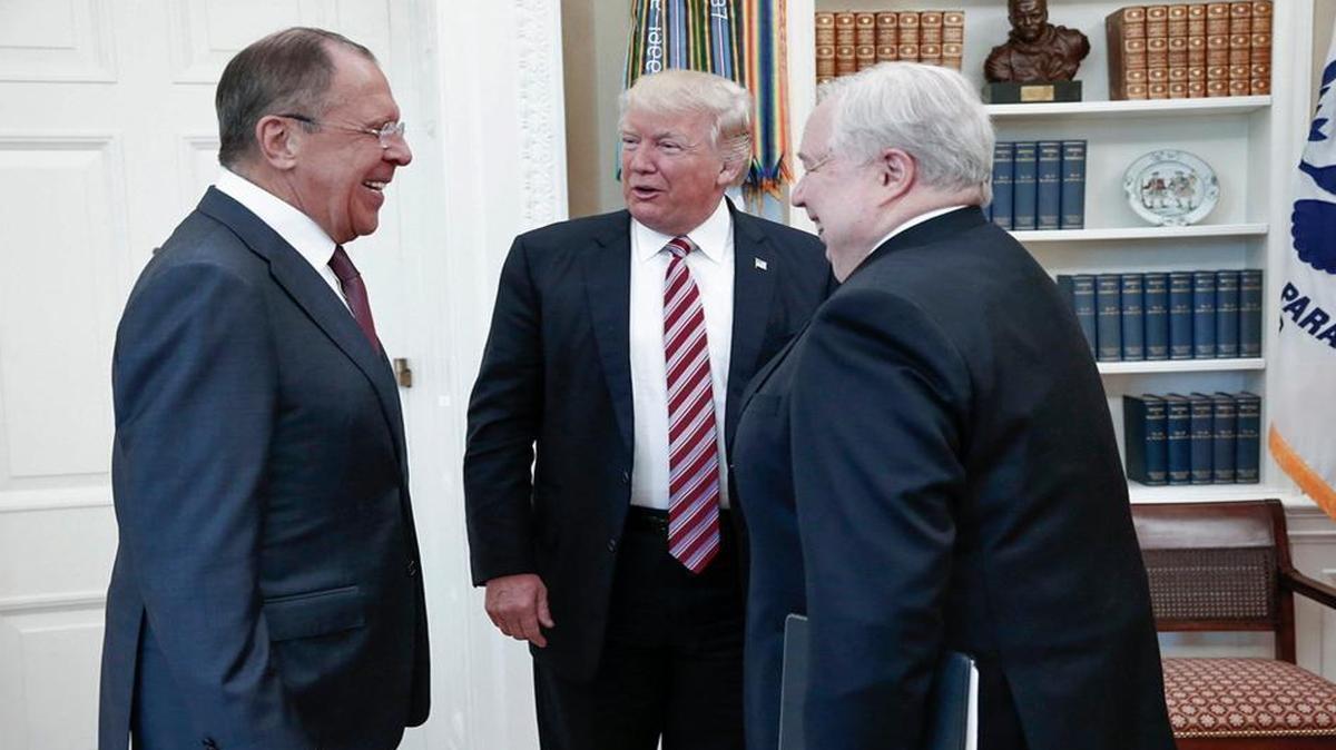 President Donald Trump met Wednesday, May 10, 2017, with Russian Foreign Minister Sergey Lavrov (left) and Russian Ambassador to the U.S. Sergey Kislyak.