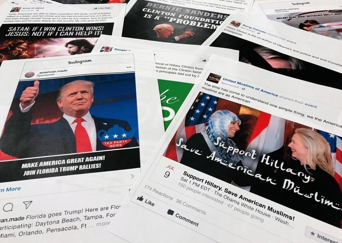 These are among fake Facebook and Instagram ads linked by congressional investigators to Russia’s secret cybercampaign to disrupt the American political process.