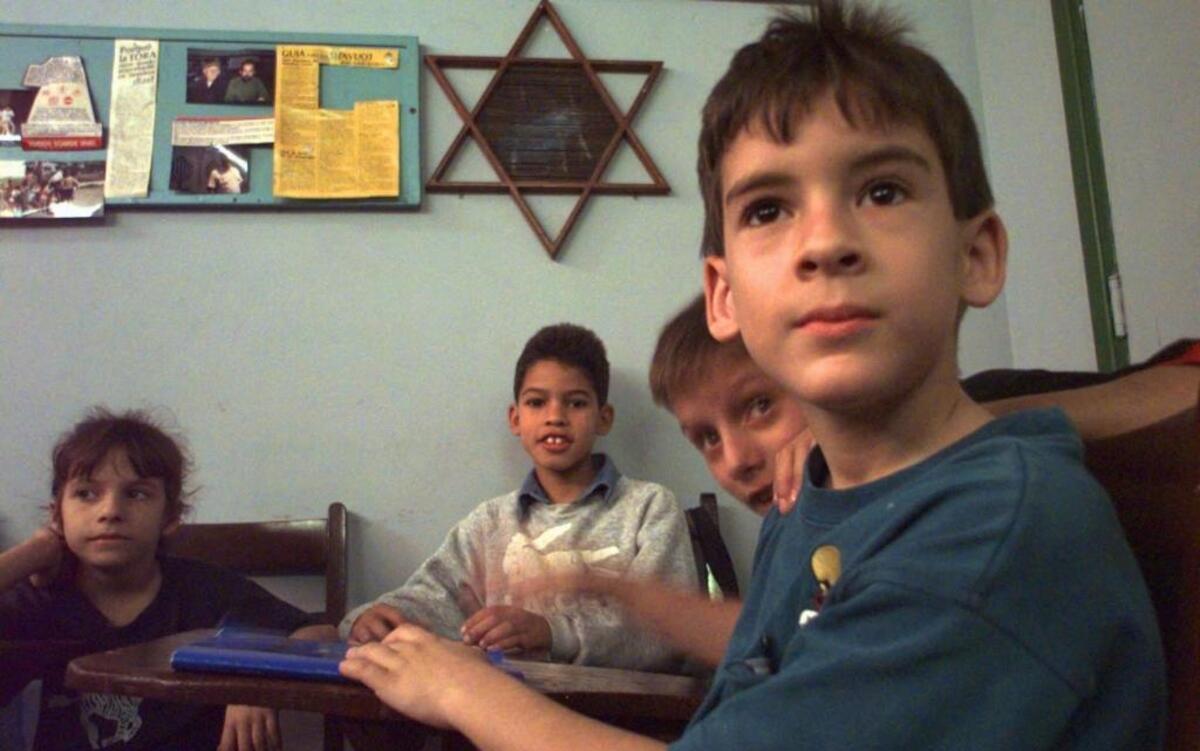 Children studying Hebrew at the conservative Temple Beth Shalom in Havana. The Jewish community in Havana once numbered 15,000 and now is only 1,500.