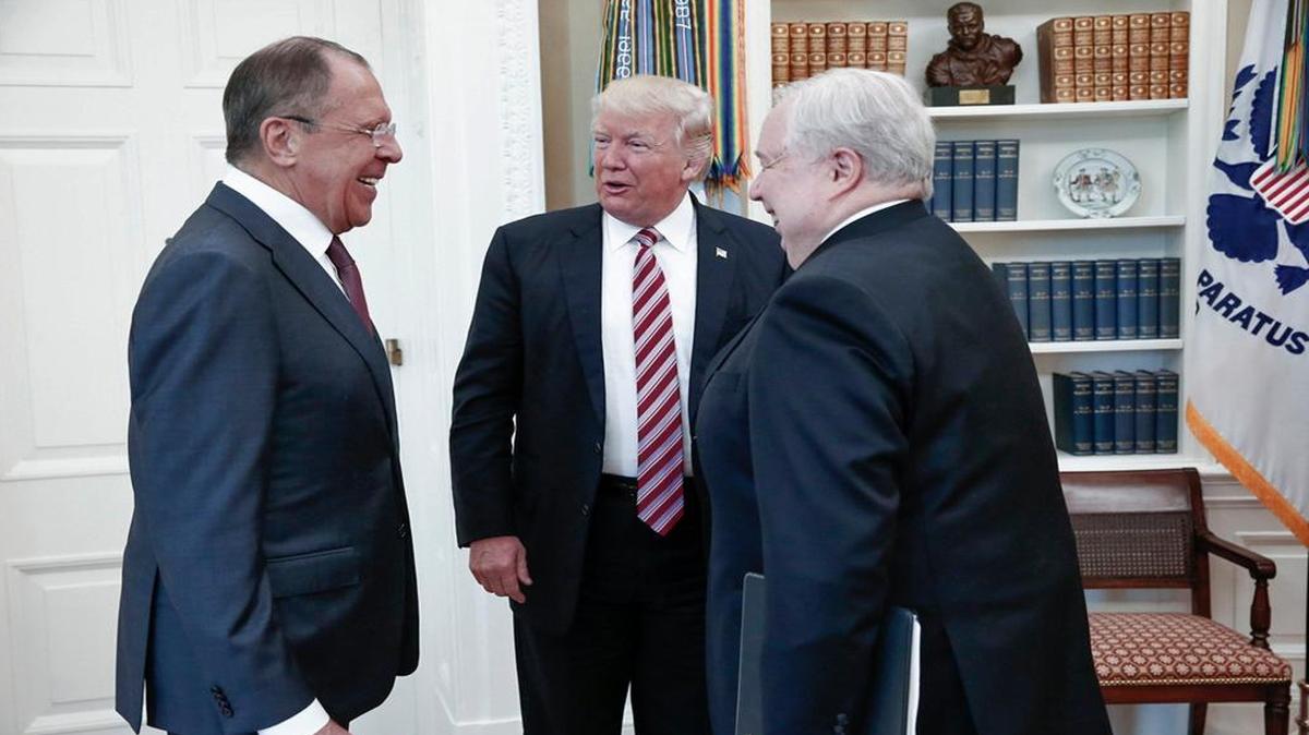 President Donald Trump met Wednesday, May 10, 2017, with Russian Foreign Minister Sergey Lavrov (left) and Russian Ambassador to the U.S. Sergey Kislyak.