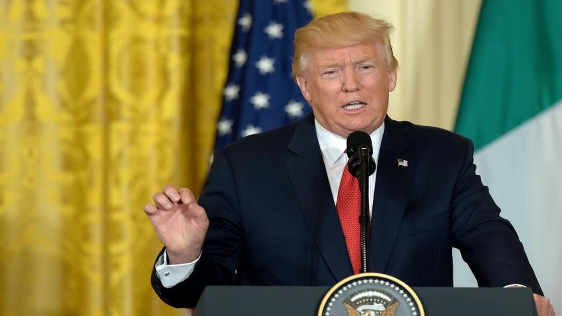 President Donald Trump speaks during a news conference with Italian Prime Minister Paolo Gentiloni in the East Room of the White House in Washington, Thursday, April 20, 2017.