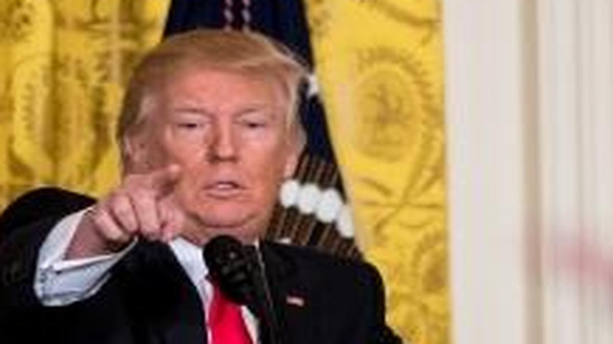 President Donald Trump calls on members of the media during a news conference Thursday, Feb. 16, 2017, in the East Room of the White House.