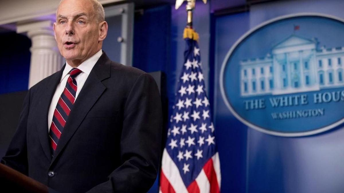 Homeland Security Secretary John Kelly talks to the media during the daily press briefing at the White House in Washington, Tuesday, May 2, 2017.