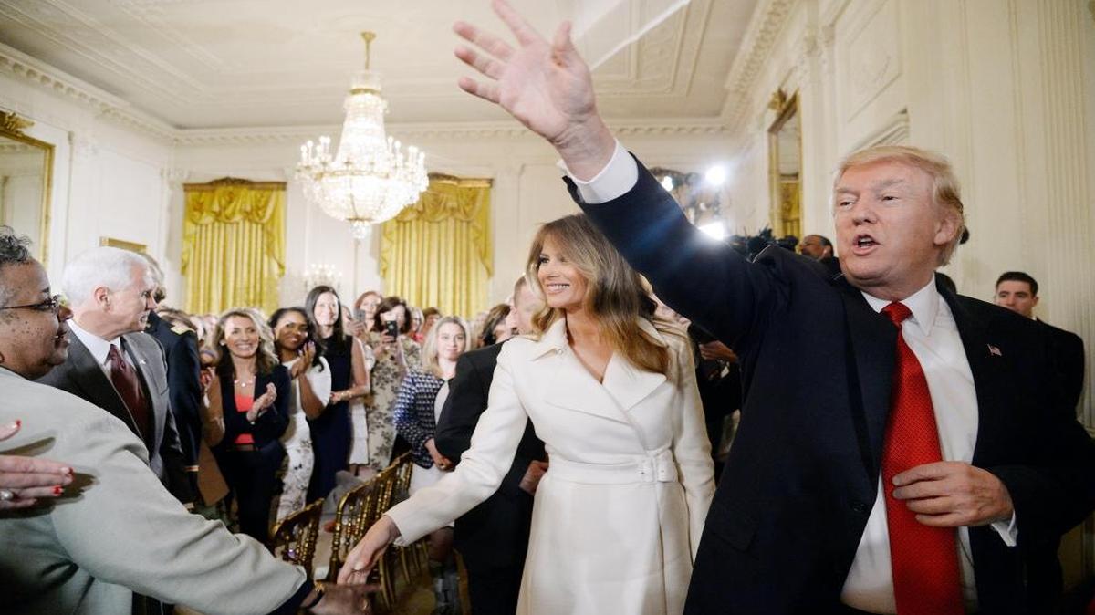 First lady Melania Trump and President Donald Trump at the Women’s Empowerment Panel on Wednesday, March 29, 2017, at the White House.