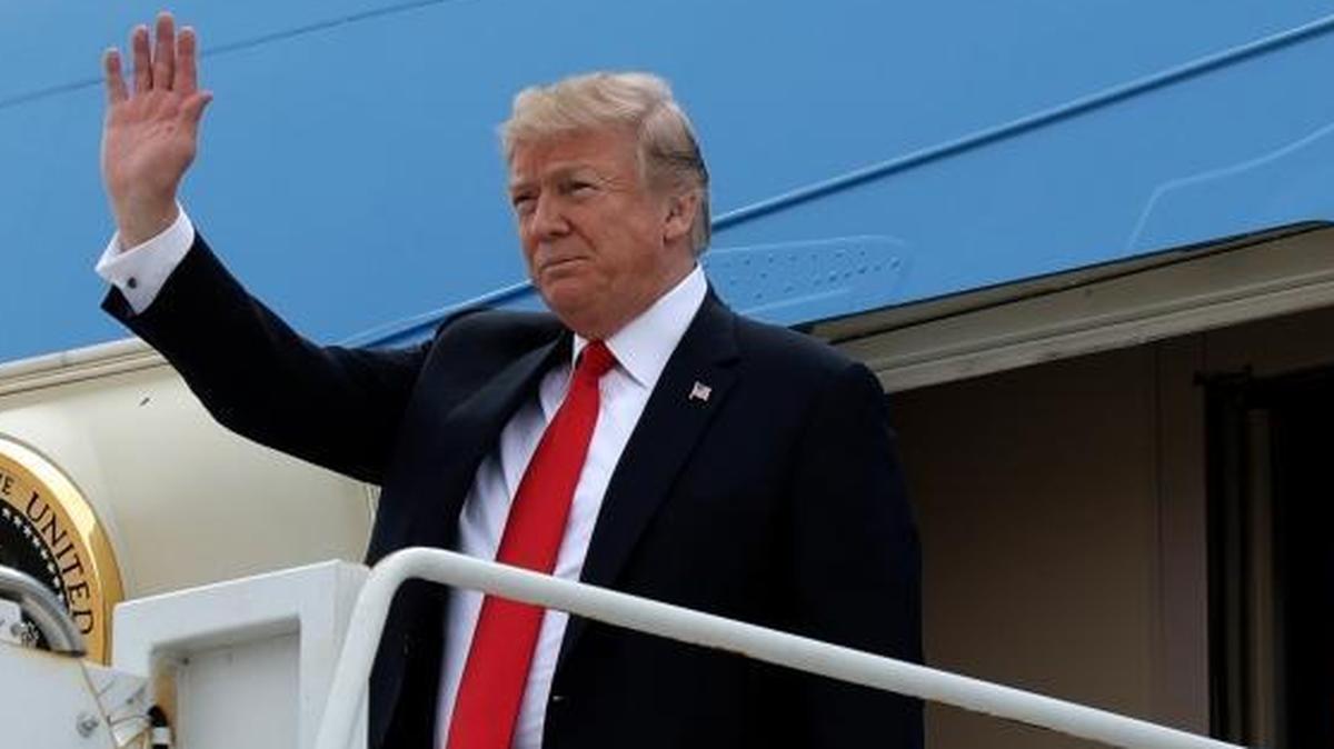 President Donald Trump arrives at Miramar Air Corps Air Station, Tuesday, March 13, 2018, in San Diego.