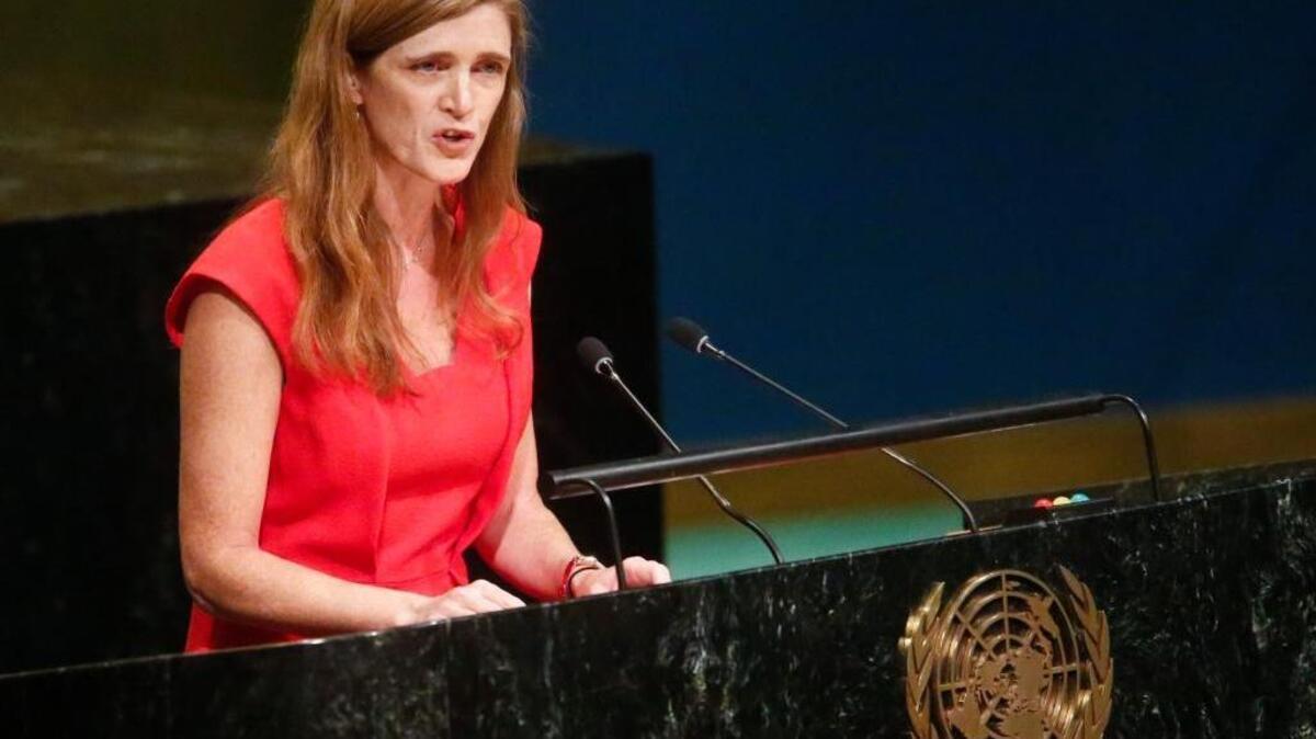 U.S. Ambassador to the U.N. Samantha Power speaks during a meeting of the U.N. General Assembly, Oct. 26, 2016, at U.N. headquarters.