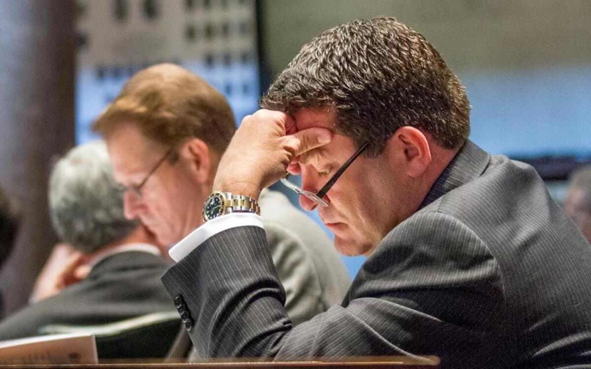 In this April 17, 2013, file photo, state Sen. Mark Green, R-Clarksville, sits at his desk in the Senate chamber in Nashville, Tenn. President Donald Trump nominated Green to be Army secretary after his first choice withdrew his name from consideration. The West Point graduate is a physician and the CEO of an emergency department staffing company.