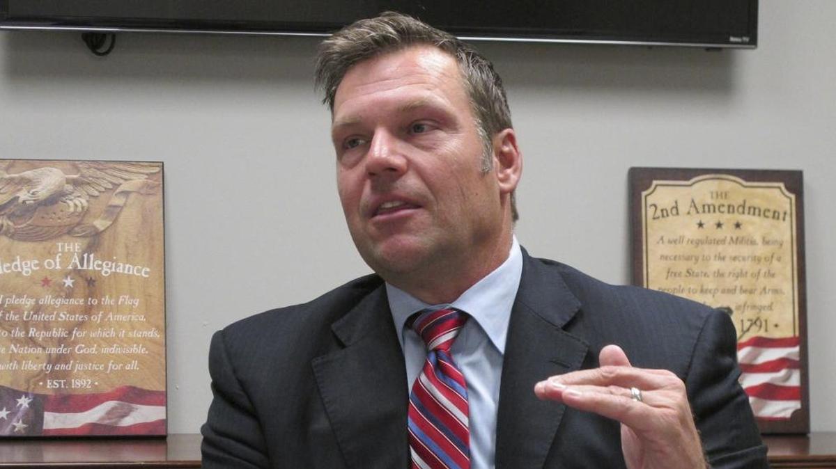 Kansas Secretary of State Kris Kobach answers questions about his run for the Republican nomination for governor.