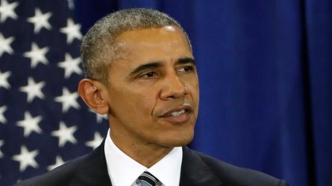 President Barack Obama gestures during a U.S. counterterrorism strategy speech at MacDill Air Force Base Tuesday, Dec. 6, 2016, in Tampa, Fla.