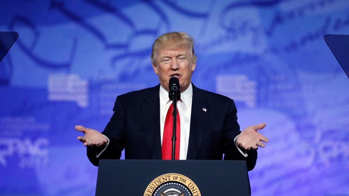 President Donald Trump speaks at the Conservative Political Action Conference (CPAC), Friday, Feb. 24, 2017, in Oxon Hill, Md.