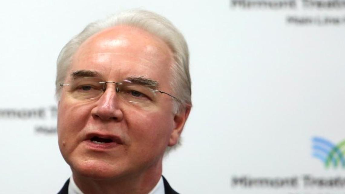 FILE - In this Sept. 15, 2017, photo, Health and Human Services Secretary Tom Price speaks at the Mirmont Treatment Center in Media, Pa. Federal investigators say they are reviewing Health and Human Services Secretary Tom Priceâ€™s recent use of costly charter flights on official business to see if it complied with government travel regulations. The inspector general’s office for HHS confirmed the review on Sept. 22.