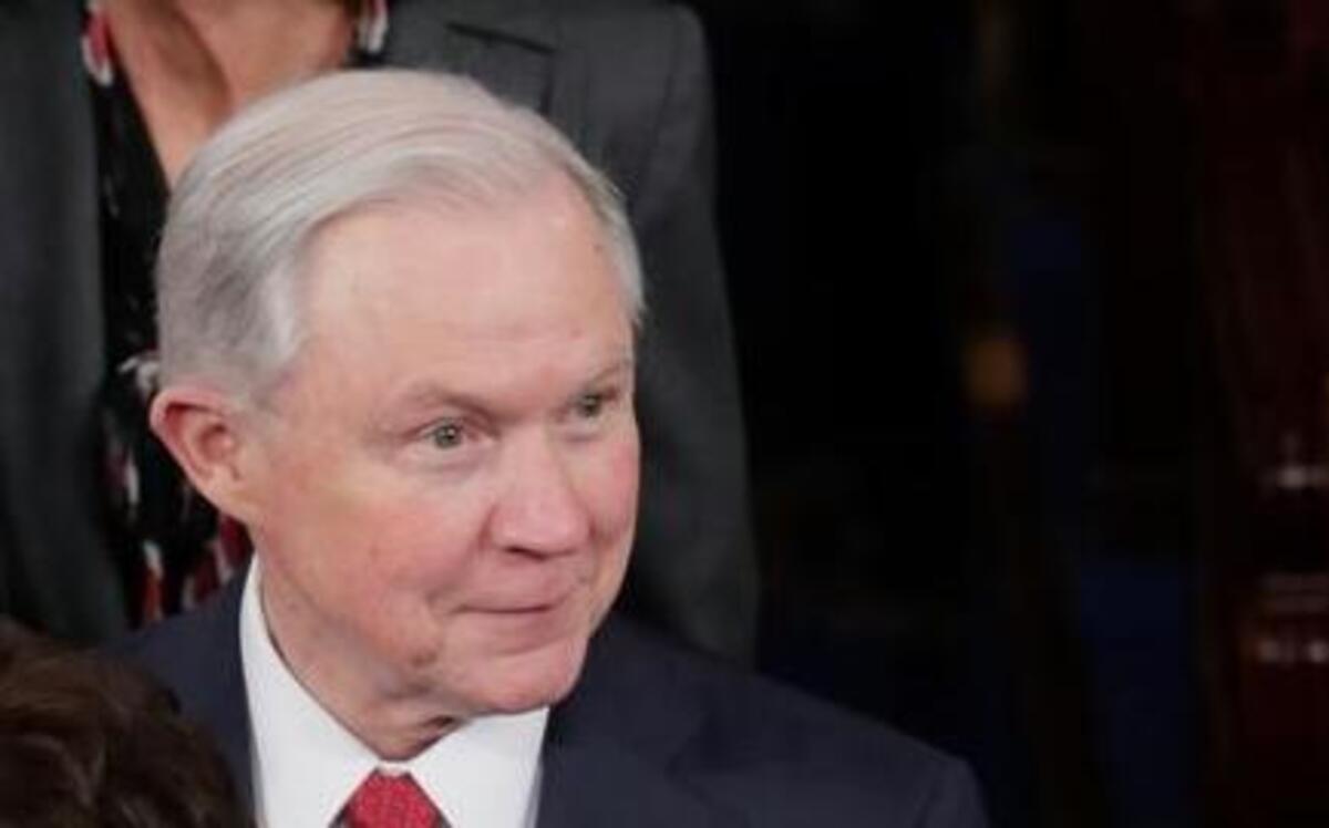 Attorney General Jeff Sessions was greeted in the House Chamber prior to President Donald Trump’s address to a joint session of Congress on Tuesday, Feb. 28, 2017.