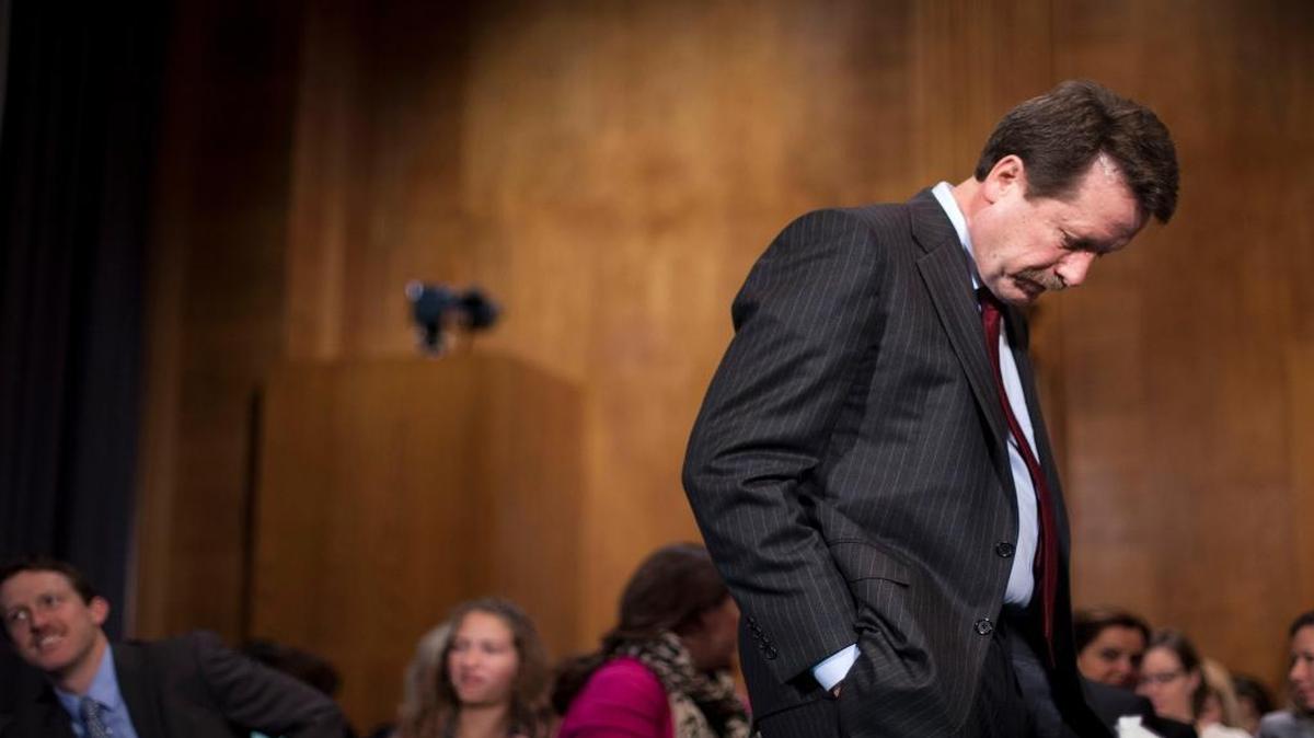 Dr. Robert Califf, President Barack Obama’s choice to lead the Food and Drug Administration, waits on Capitol Hill in Washington, Tuesday, Nov. 17, 2015, for Senate Health, Education, Labor and Pensions Committee members to arrive for a hearing on his nomination.