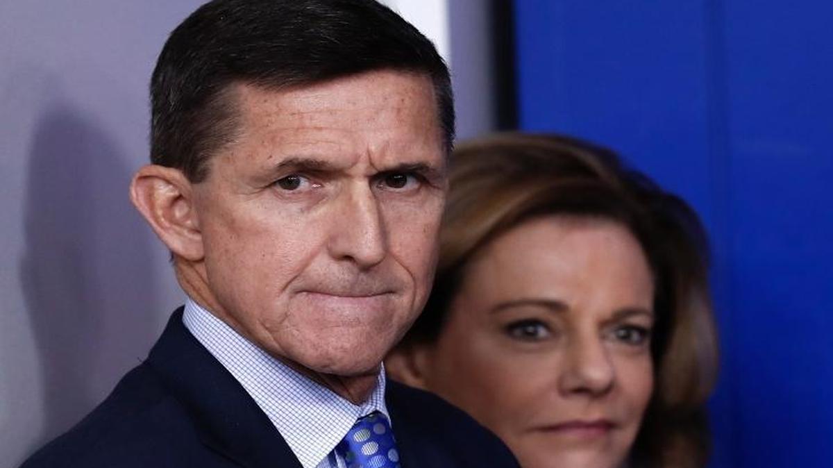 President Donald Trump did not know Michael Flynn, left, lobbied for the Turkish government before he became national security adviser, the White House said Thursday. In this Feb. 1, 2017, file photo, Flynn stands with K.T. McFarland, deputy national security adviser, before speaking during the daily news briefing at the White House.
