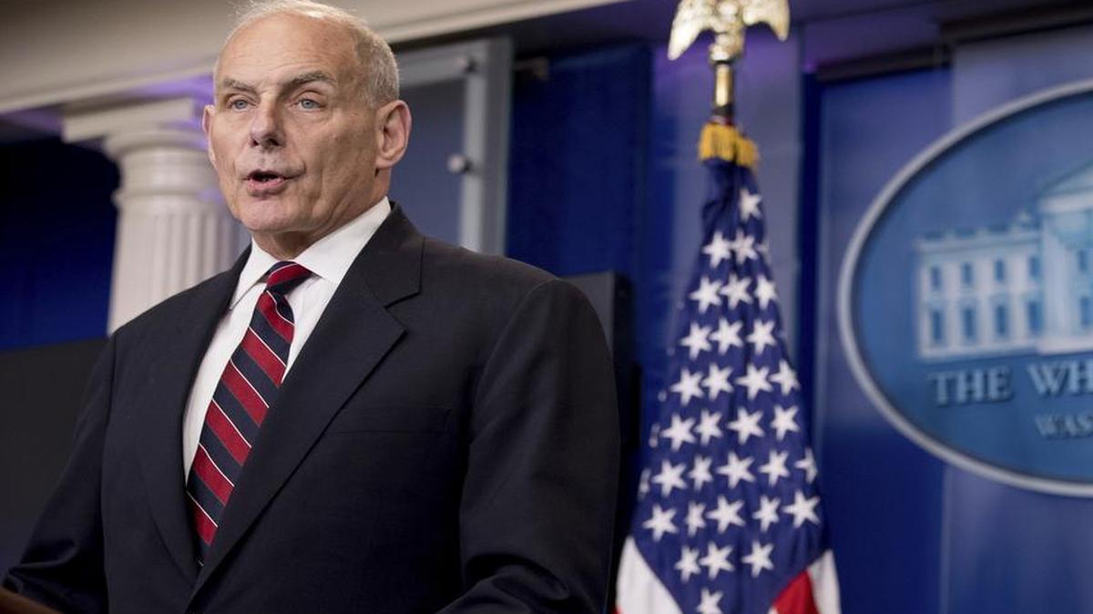 Homeland Security Secretary John Kelly talks to the media during the daily press briefing at the White House in Washington, Tuesday, May 2, 2017.
