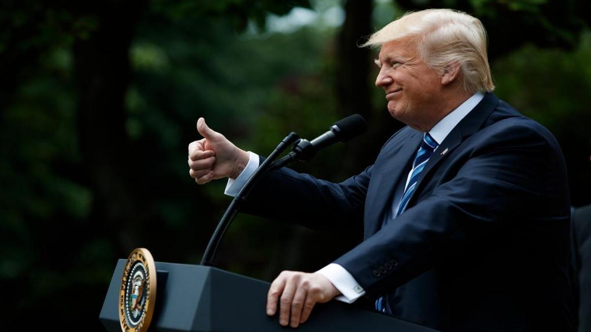 President Donald Trump in the Rose Garden of the White House, Thursday, May 4, 2017.