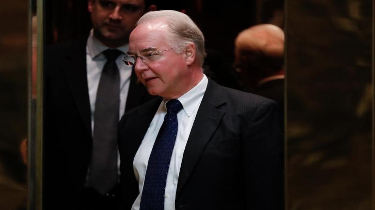 Elevators close on Rep. Tom Price, R-Ga., as he arrives at Trump Tower, Nov. 16, 2016, in New York.