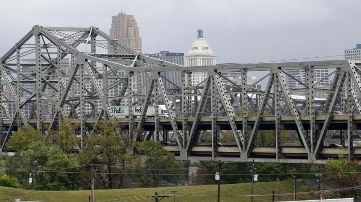 The Brent Spence Bridge, built in 1963, in front of the Cincinnati skyline carries tens of thousands more vehicles a day than it was designed to handle, with accidents reaching an all-time high in 2015. It is one of many bridges nationwide that governors would like upgraded or replaced amid talk of infrastructure investment.