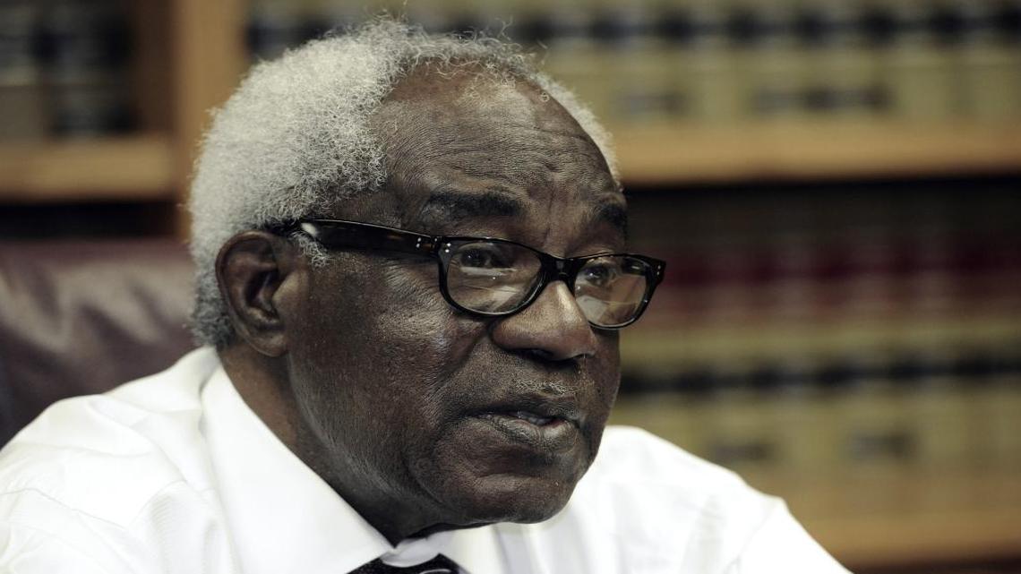 Civil right attorney Julius Chambers discussing a 1960s lawsuit to force the Shrine Bowl to allow blacks to play, on Nov. 28, 2012. Chambers passed away in August 2013.