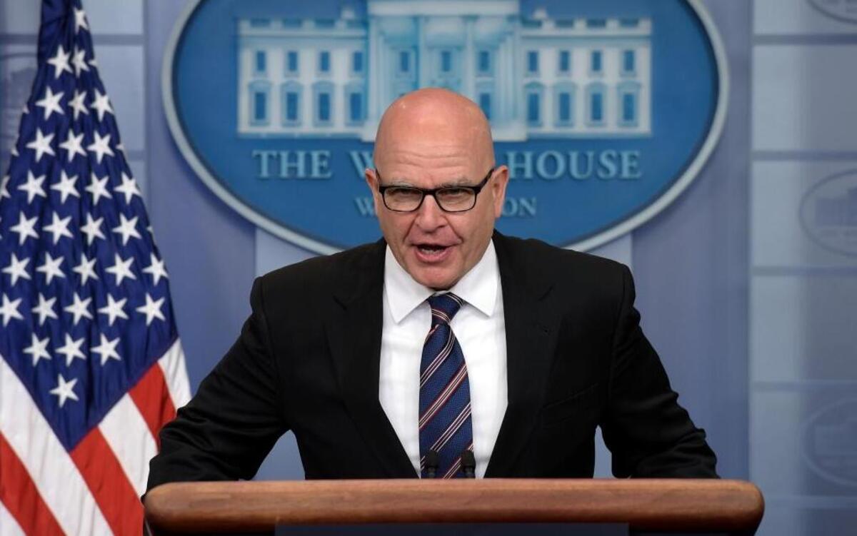 National Security Adviser H.R. McMaster speaks at the White House on Tuesday, May 16, 2017. President Donald Trump claimed the authority to share “facts pertaining to terrorism” and airline safety with Russia, saying in a pair of tweets that he has “an absolute right” as president to do so.