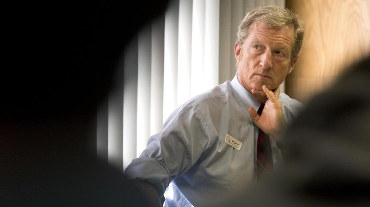 Tom Steyer listens during an E-Cigarette Education Awareness Forum at McClatchy High School in Sacramento on Jan. 20, 2016.