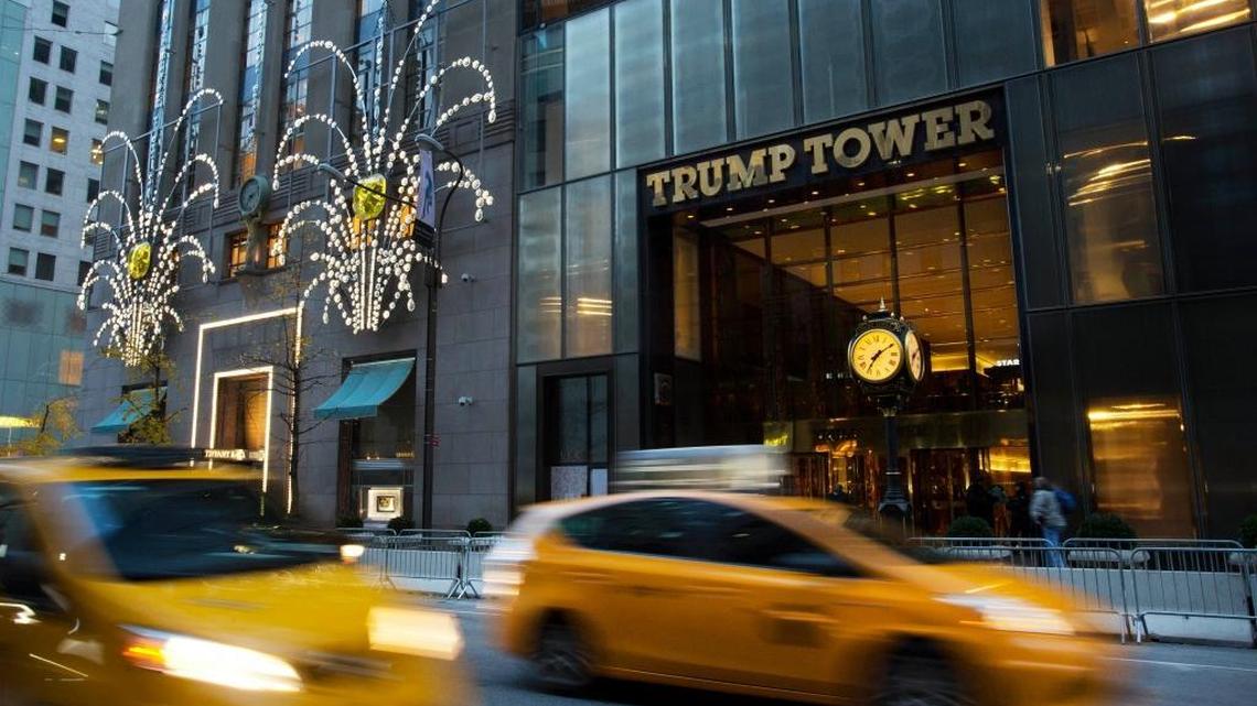 Traffic passes Trump Tower, Monday, Nov. 21, 2016, in New York.