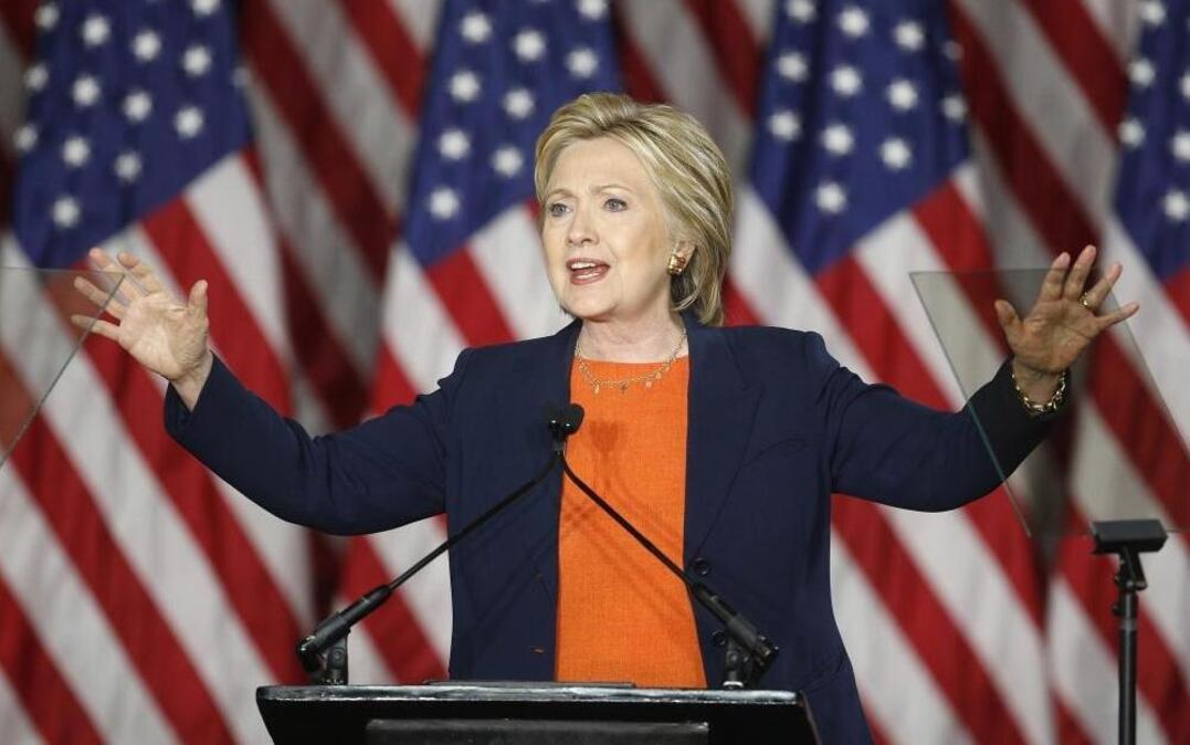 Democratic presidential candidate Hillary Clinton gives an address on national security Thursday in San Diego, Calif.