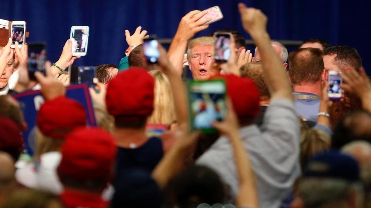 Republican presidential candidate Donald Trump after his speech at a campaign rally in Fredericksburg, Va., on Saturday.
