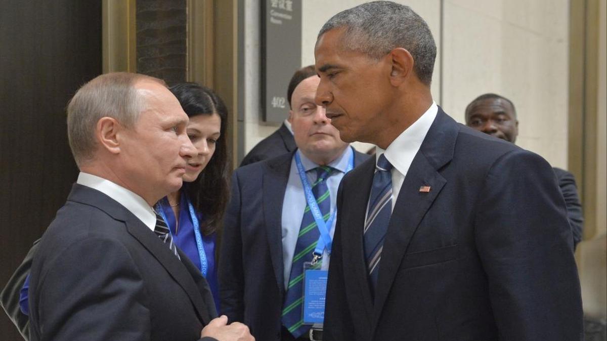 In this Sept. 5, 2016 file photo, Russian President Vladimir Putin, left, with U.S. President Barack Obama in eastern China's Zhejiang province.