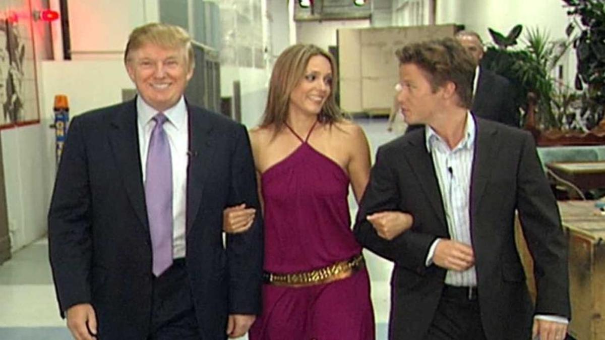 In this video image from 2005, Donald Trump prepares for an appearance on "Days of Our Lives" with actress Arianne Zucker. He is accompanied to the set by "Access Hollywood" host Billy Bush. Off camera, Trump and Bush exchange banter about women that many consider extremely lewd.