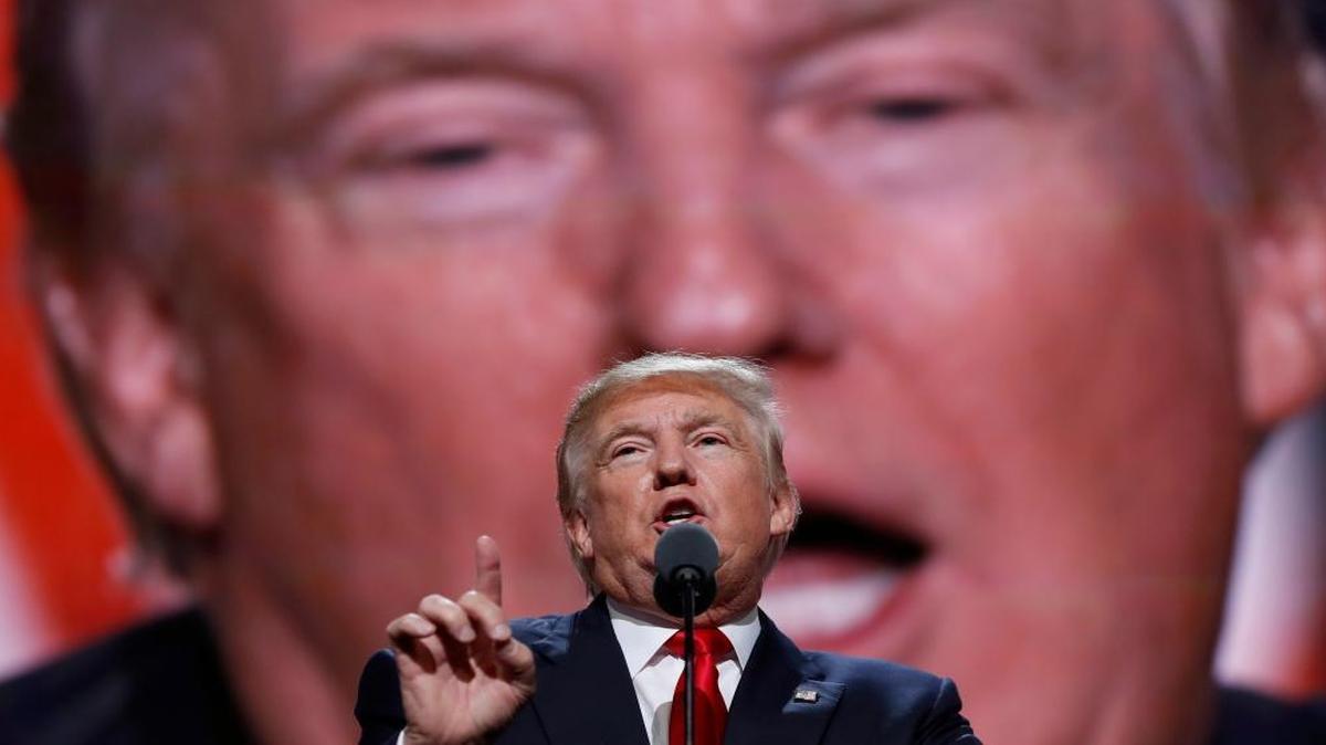 Republican presidential nominee Donald Trump speaks during the final day of the Republican National Convention in Cleveland on Thursday, July 21, 2016.