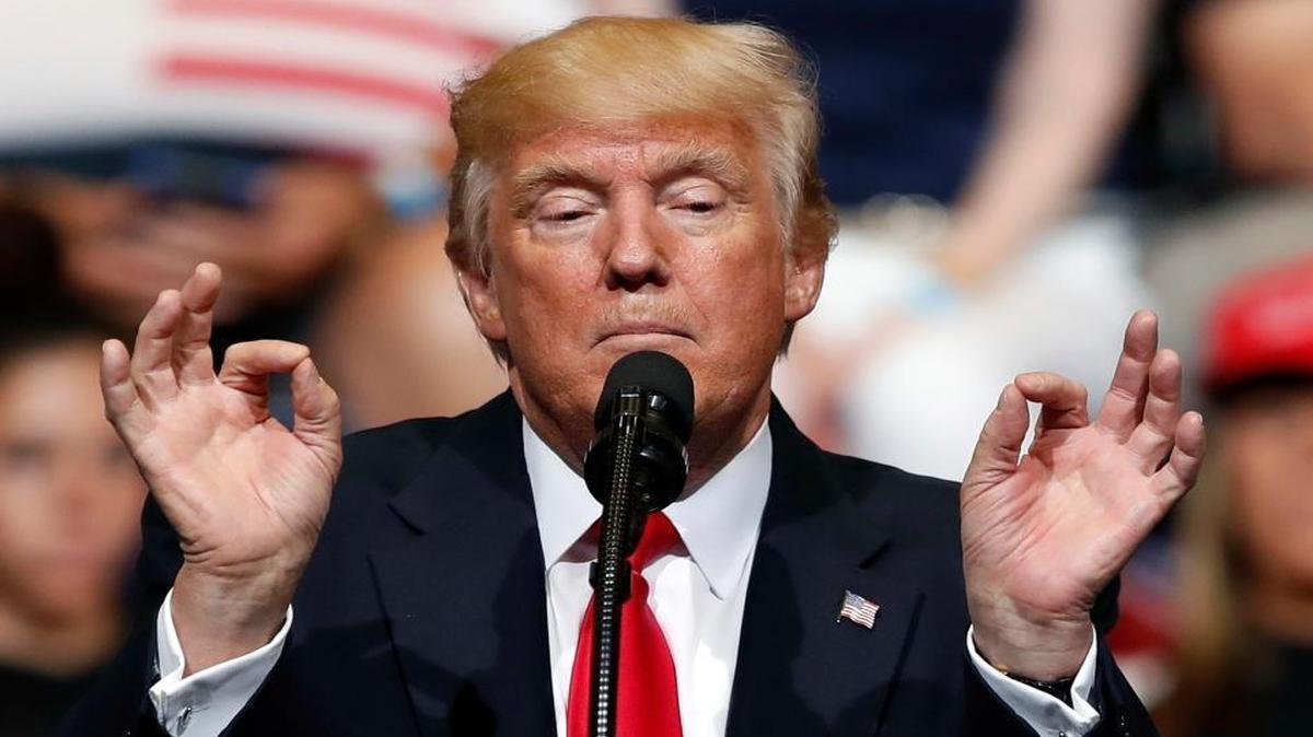 In this June 21, 2017, photo, President Donald Trump speaks during a rally in Cedar Rapids, Iowa.