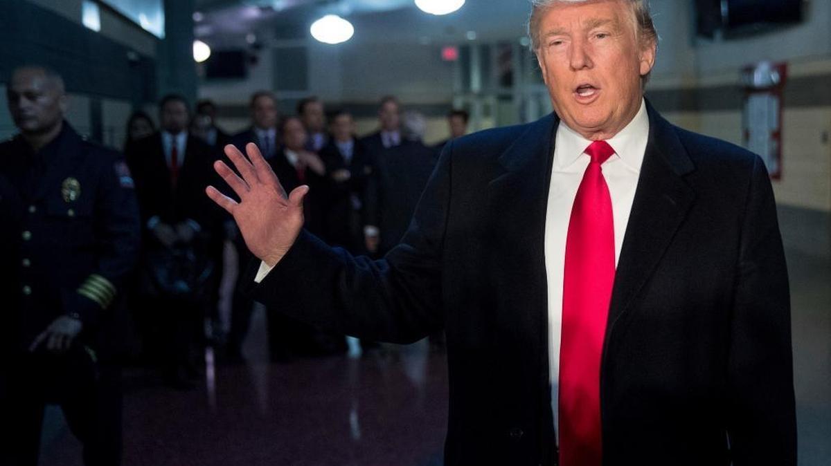 President-elect Donald Trump speaks to the media in Columbus, Ohio.