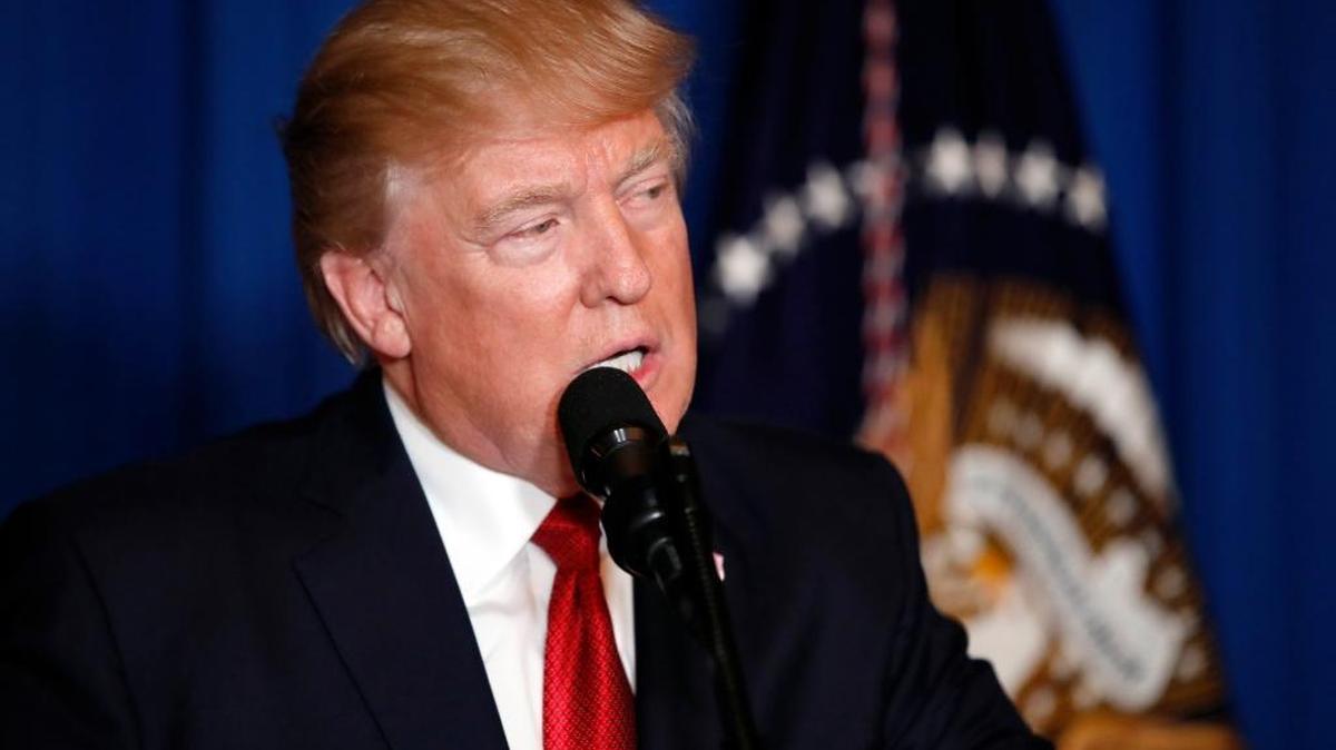 President Donald Trump speaks Thursday night after the U.S. fired cruise missiles into Syria in retaliation for a suspected chemical weapons attack against civilians.