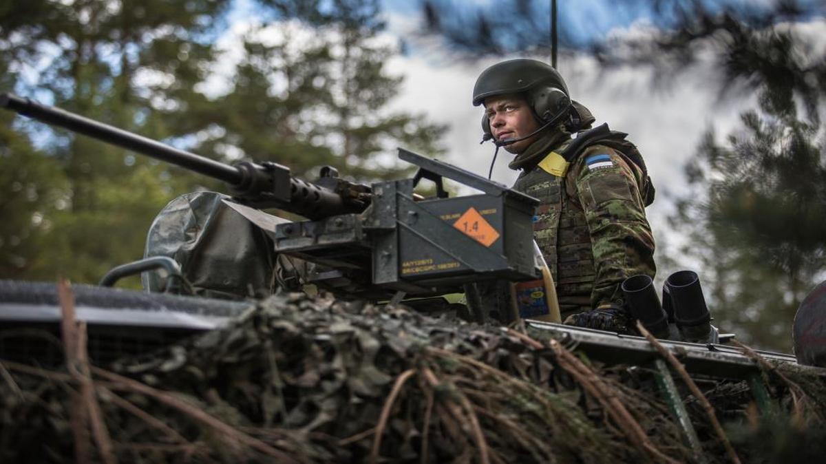 An Estonian soldier participates in a NATO troop exercise in May.